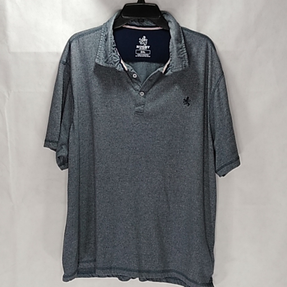 Rugby short sleeve polo men's gray size: 2XL